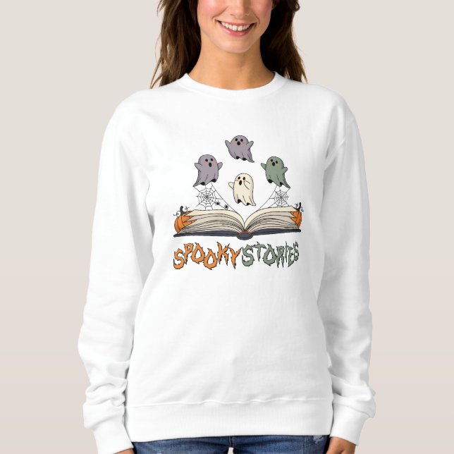 Ghosts Reading Spooky Stories Halloween Sweatshirt (Vorderseite)