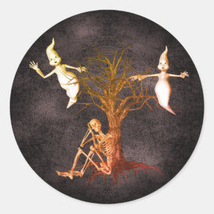 Ghosts Skeleton Halloween Funny Runder Aufkleber