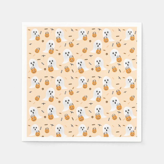 Ghosts Trick oder behandeln Pumpkin Candy Ecket Serviette (Vorderseite)