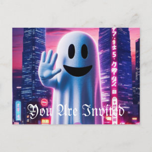 Ghosty Wave & Urban Lights Einladungspostkarte