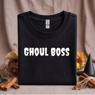 Ghoul Boss weiße Typografie T-Shirt