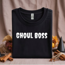 Ghoul Boss White Typografy halloween T-Shirt