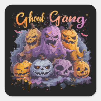 Ghoul Gang | ExDesigner | Halloween Quadratischer Aufkleber