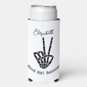 Ghoul Girl Summer Skeleton Peace Sign Personalisie Selters Dosenkühler