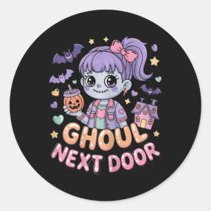 Ghoul Next Door Niedlich Halloween Ghost Girl Ts S Runder Aufkleber