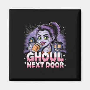 Ghoul Next Door Zombie Girl Retro Halloween T-Shir Magnet