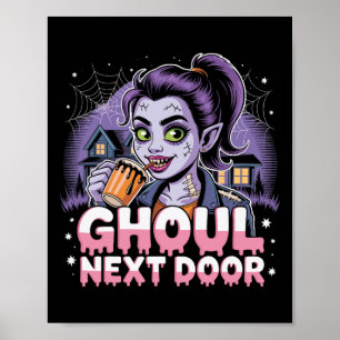 Ghoul Next Door Zombie Girl Retro Halloween T-Shir Poster