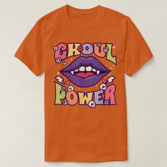 Ghoul Power Funny Halloween Vibes Retro Groovy Vam T-Shirt (Design vorne)