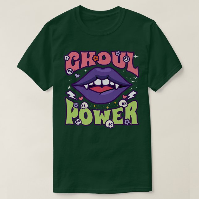 Ghoul Power Funny Halloween Vibes Retro Groovy Vam T-Shirt (Design vorne)