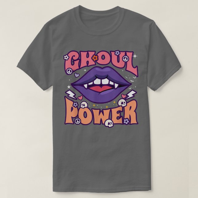 Ghoul Power Funny Halloween Vibes Retro Groovy Vam T-Shirt (Design vorne)