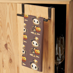 Ghoul-Zylinder-Jack-o'-Lantern-Braun-Halloween Geschirrtuch