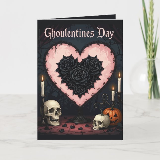 Ghoulentines-Tag-Altar für eine makabre Romanze Karte (Vorderseite)