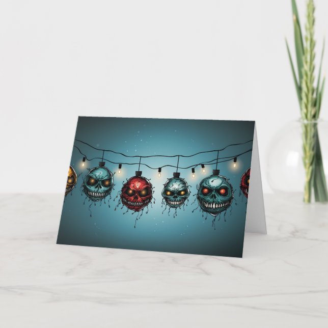 Ghoulish Glow: Ein Macabre Weihnachtsgarland Karte (Vorderseite)