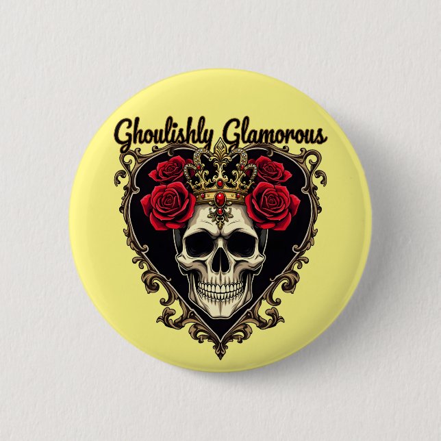 Ghoulishly Glamour, Halloween Elegandesign Button (Vorderseite)