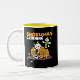 Ghoulishly Grinning Halloween Ghoul Zweifarbige Tasse