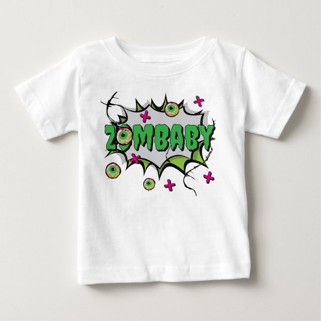 Ghoulishly Niedlich "ZomBaby" Zombie Baby Pun T-shirt (Vorderseite)