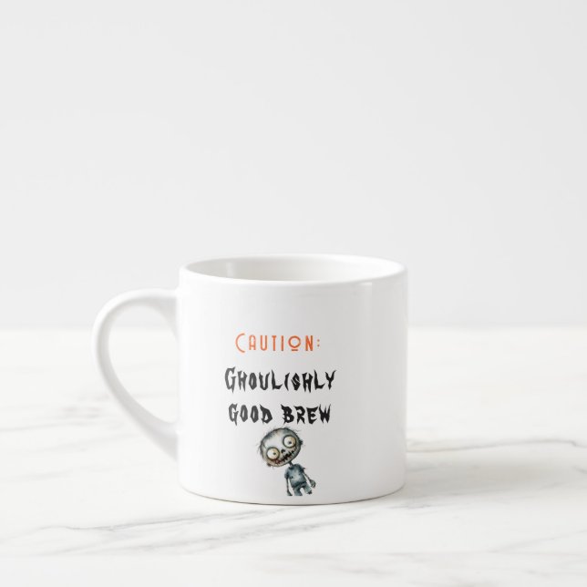 Ghoulishshys gutes Brew White Halloween Espressotasse (Links)