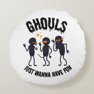 Ghouls einfach Spaß haben - Spookes Halloween-Pill Rundes Kissen