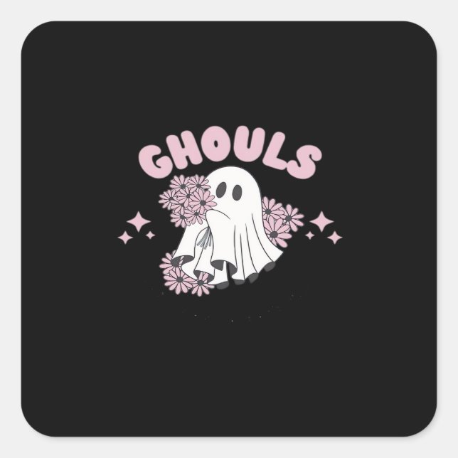 Ghouls Just Wanna haben Spaß Halloween Art Basic S Quadratischer Aufkleber (Vorderseite)