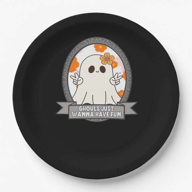 Ghouls Just Wanna haben Spaß Sloth Halloween Pappteller (Vorderseite)