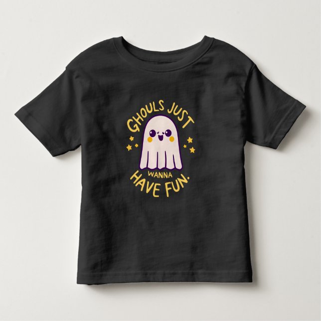Ghouls Just Wanna hat Spaß , Niedliche Geister Hal Kleinkind T-shirt (Vorderseite)