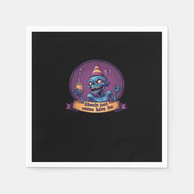 Ghouls Just Wanna hat Spaß Sloth & Funny Serviette (Vorderseite)