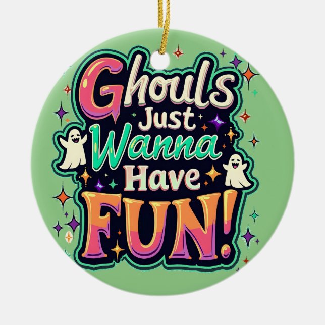 Ghouls just wanna have Fun - Retro Halloween Vibes Keramik Ornament (Vorne)
