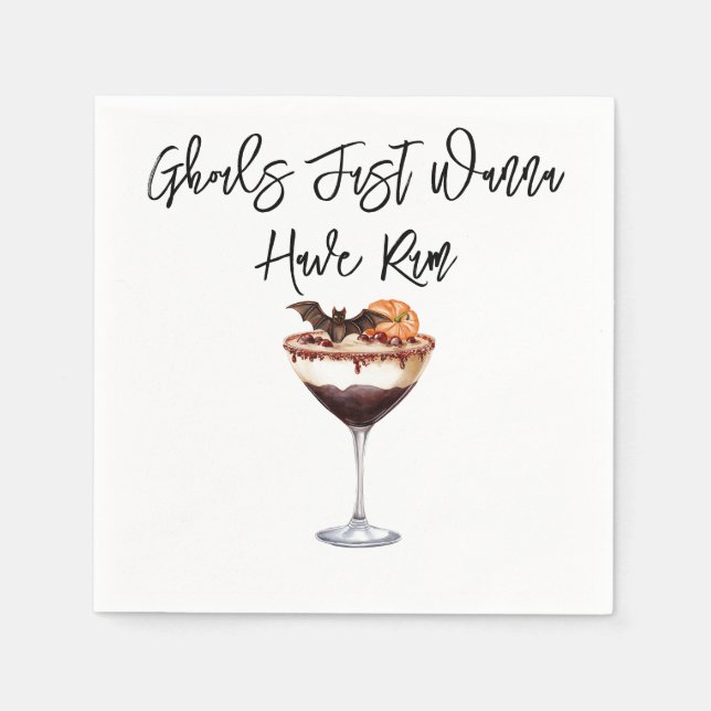 "Ghouls just wanna have Rum" Papier Napkin Serviette (Vorderseite)