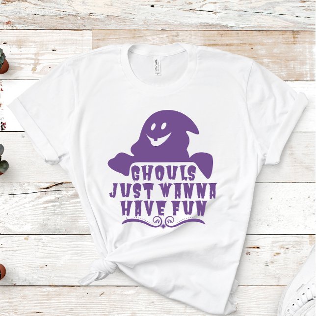 Ghouls nur wollen Spaß haben Lila Halloween T-Shirt (Von Creator hochgeladen)