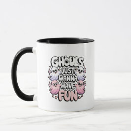 Ghouls nur wollen Spaß pink Lila Halloween Tasse