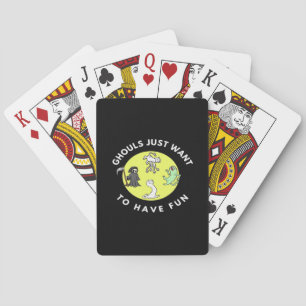 Ghouls nur zu Spaß lustige Halloween Phrase Gh Spielkarten