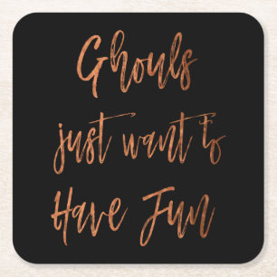 Ghouls wollen gerade, um Spaß-Halloween-Party zu Rechteckiger Pappuntersetzer