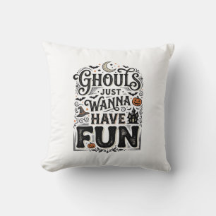 Ghouls wollen nur Spaß haben Halloween Vektor Desi Kissen