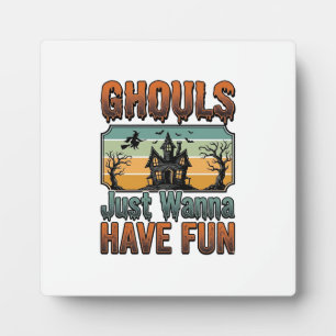 Ghouls wollen nur Spaß haben Vintage Halloween Fotoplatte