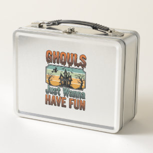 Ghouls wollen nur Spaß haben Vintage Halloween Metall Brotdose