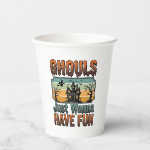 Ghouls wollen nur Spaß haben Vintage Halloween Pappbecher