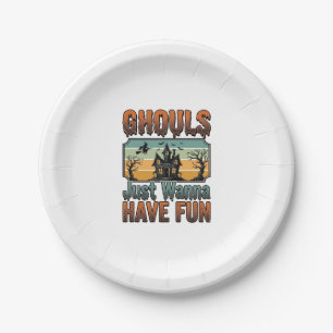 Ghouls wollen nur Spaß haben Vintage Halloween Pappteller