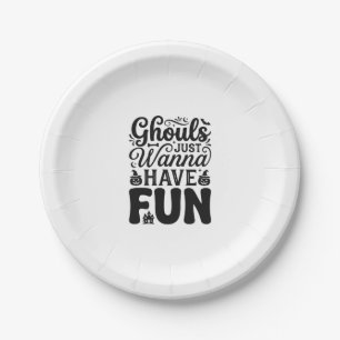 Ghouls wollen nur Spaß haben Vintage Halloween SVG Pappteller
