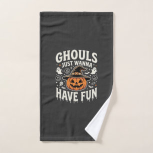 Ghouls wollen nur Spaß Halloween-Kürbis Handtuch