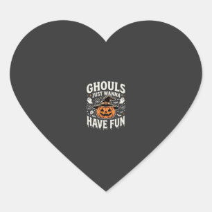 Ghouls wollen nur Spaß Halloween-Kürbis Herz-Aufkleber