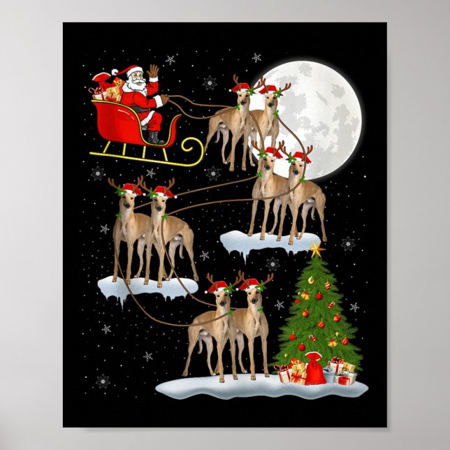 Ghound Dog Santa Sleigh Flying Funny Magical Chris Poster (Vorne)