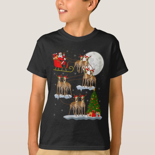 Ghound Dog Santa Sleigh Flying Funny Magical Chris T-Shirt (Vorderseite)