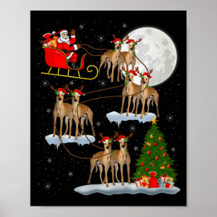 Ghound Hund Weihnachtsmann Schlitten Fliegender Lu Poster
