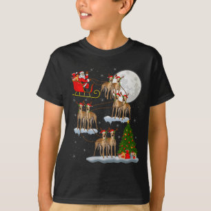 Ghound-Hund Weihnachtsmann Schlitten Fliegender Lu T-Shirt