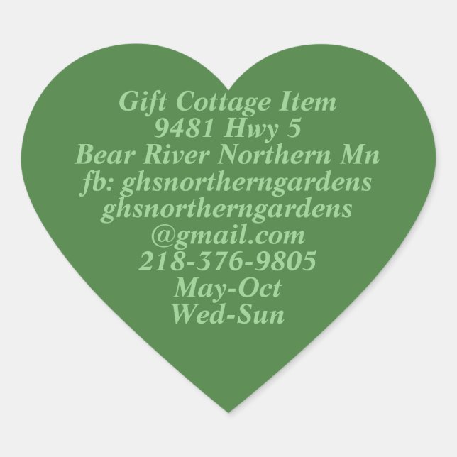 GHS Northern Gardens Info Schlichtes Herz Herz-Aufkleber (Vorderseite)