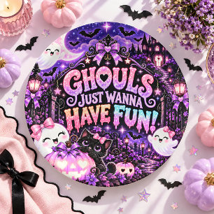 Ghule wollen nur Spaß haben, gruselige Halloween-P Pappteller