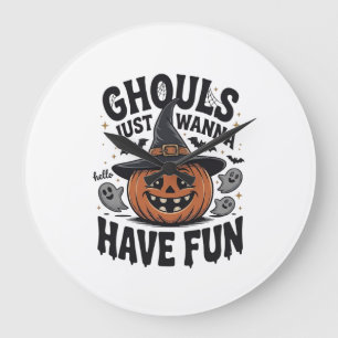 Ghule wollen nur Spaß haben Halloween-Kürbis-Geist Große Wanduhr