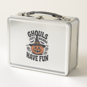 Ghule wollen nur Spaß haben Halloween-Kürbis-Geist Metall Brotdose