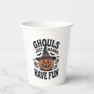 Ghule wollen nur Spaß haben Halloween-Kürbis-Geist Pappbecher