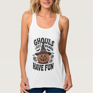 Ghule wollen nur Spaß haben Halloween-Kürbis-Geist Tank Top
